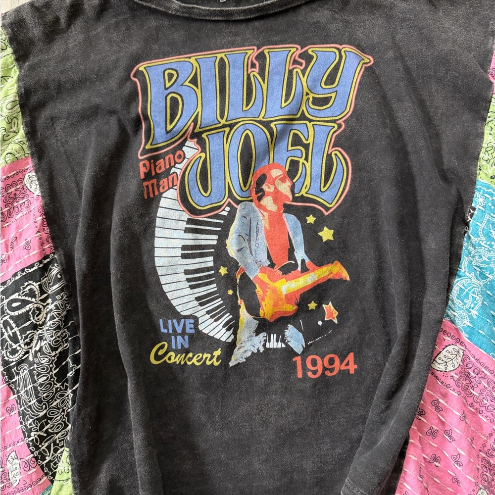 Blue Velvet Billy Joel Mineral Wash Bandana Graphic Oversized poncho size s/m - Picture 12 of 12